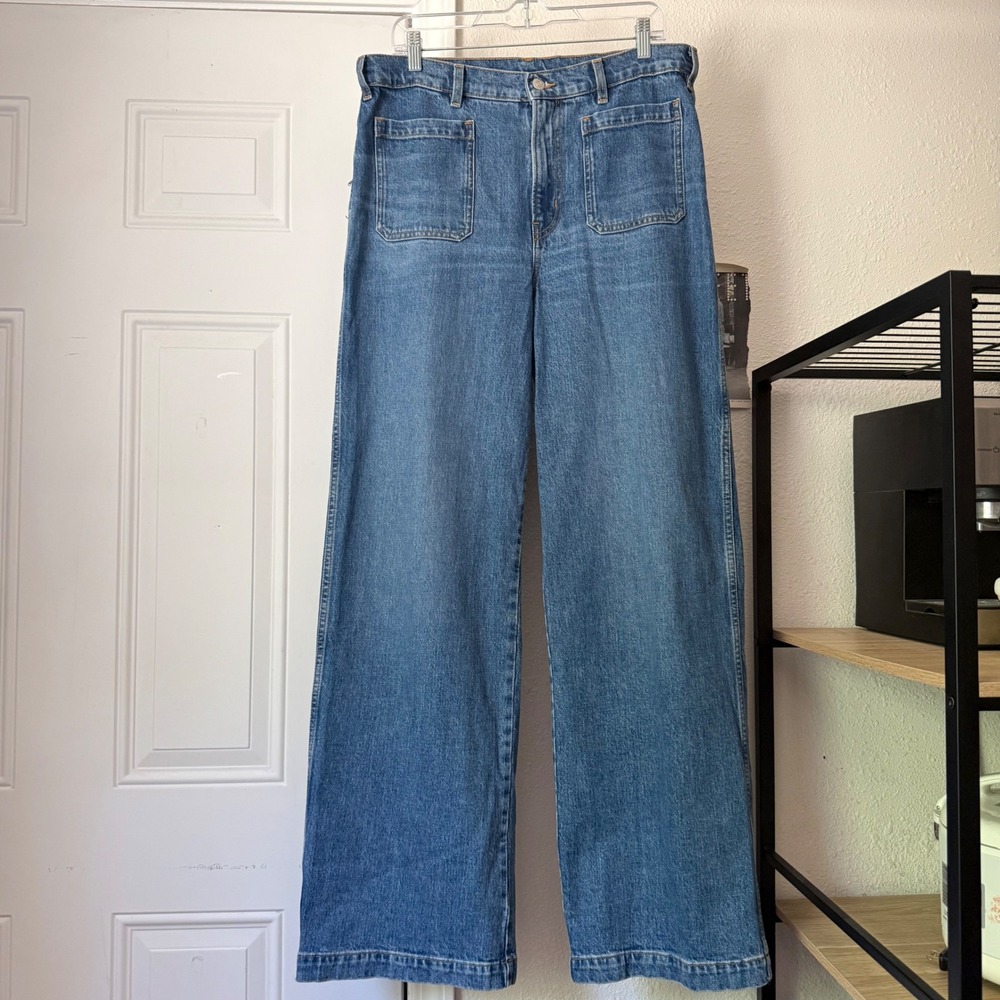 ARKET medium blue cotton denim wide leg jeans
